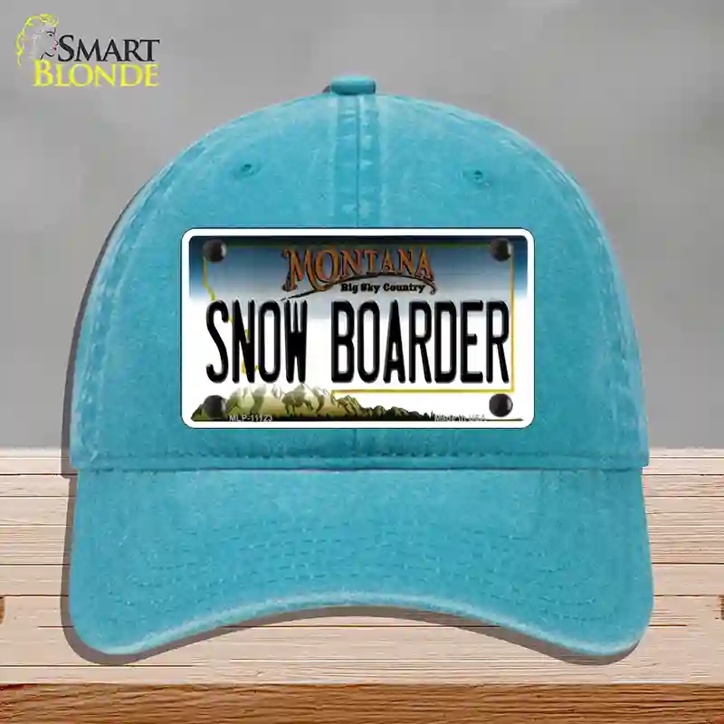 HAT10-MLP-11123 Snow Boarder Montana State Novelty License Plate Hat, Unconstructed Cotton - Lake Blue