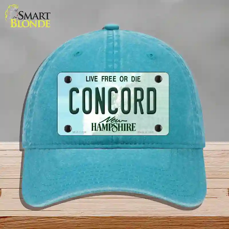 HAT10-MLP-11134 Concord   Hampshire State Novelty License Plate Hat, Unconstructed Cotton - Lake Blue
