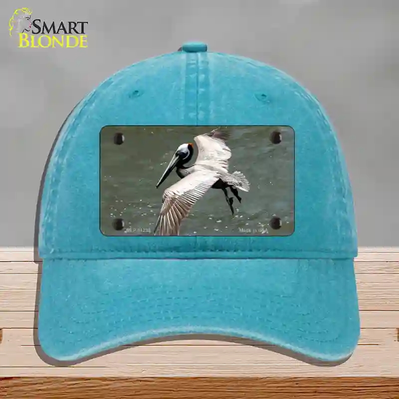 HAT10-MLP-11239 Pelican in Flight Novelty License Plate Hat, Unconstructed Cotton - Lake Blue