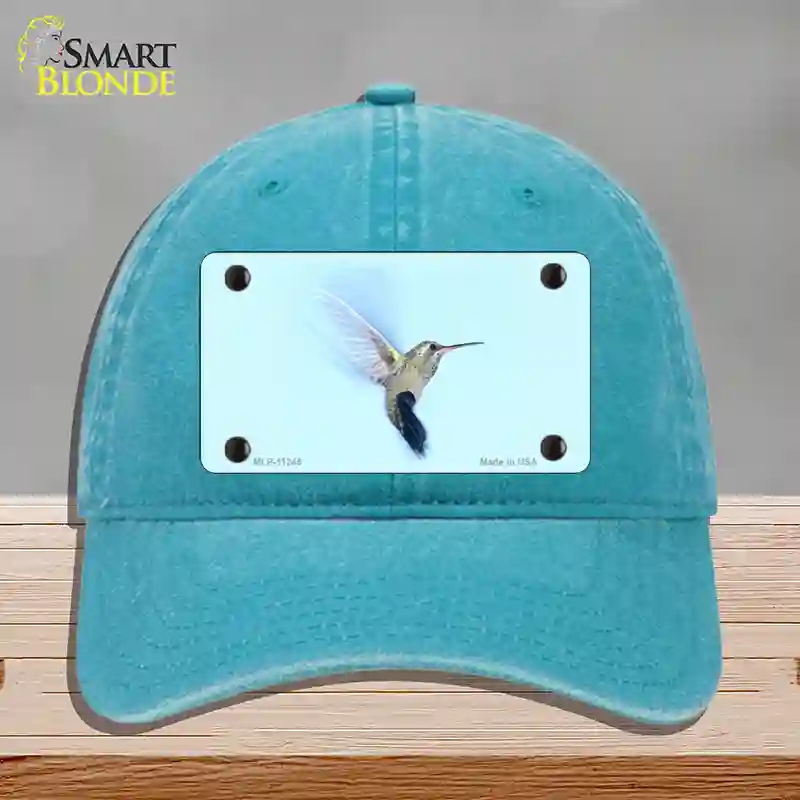 HAT10-MLP-11245 Hummingbird in Flight, Blue Novelty License Plate Hat - Unconstructed Cotton - Lake Blue