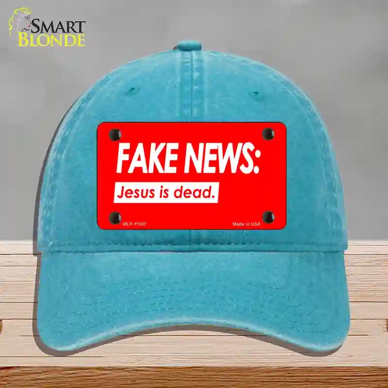 HAT10-MLP-11307 Fake  s Jesus is Dead Novelty License Plate Hat, Unconstructed Cotton - Lake Blue