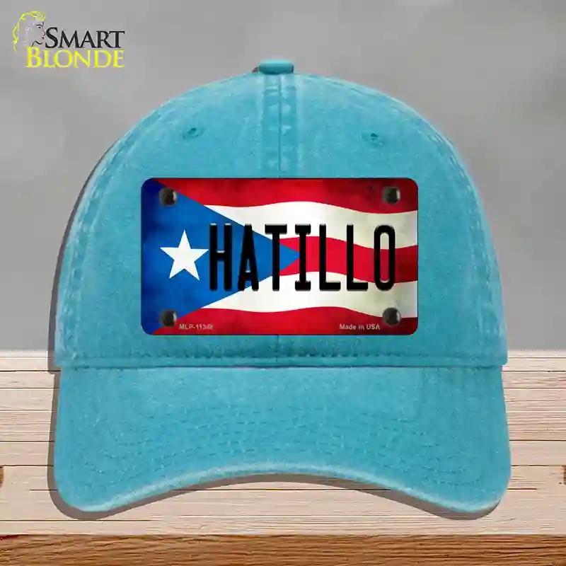 HAT10-MLP-11348 Hatillo Puerto Rico Flag Novelty License Plate Hat, Unconstructed Cotton - Lake Blue