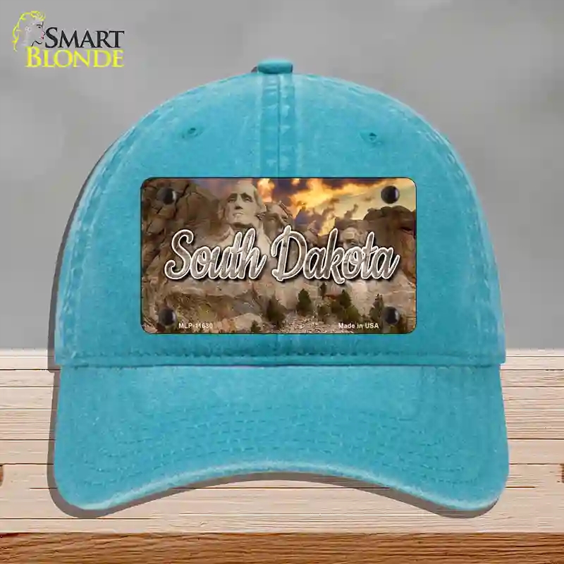 HAT10-MLP-11630 South Dakota Mt Rushmore State Novelty License Plate Hat, Unconstructed Cotton - Lake Blue