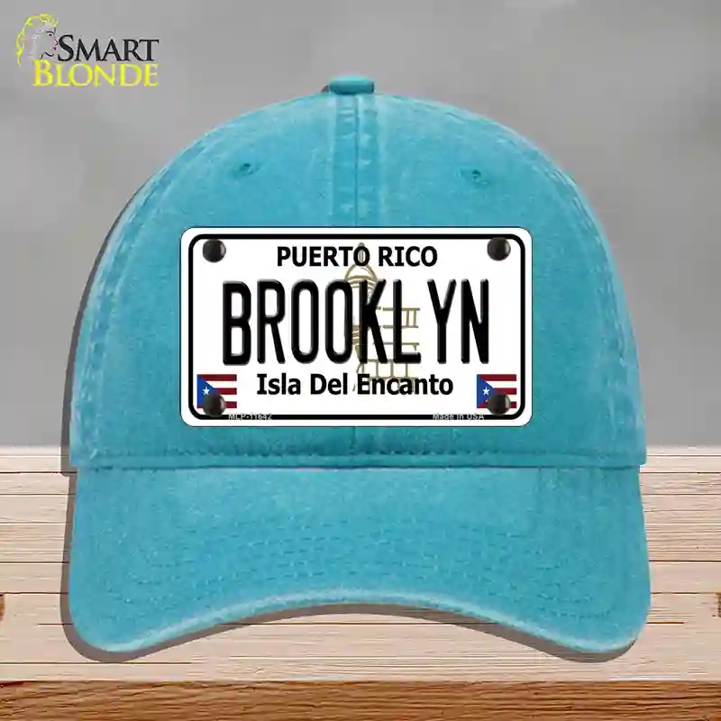 HAT10-MLP-11642 Brooklyn Puerto Rico Novelty License Plate Hat, Unconstructed Cotton - Lake Blue