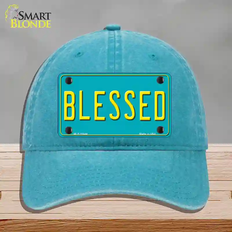 HAT10-MLP-11644 Blessed Novelty License Plate Hat, Unconstructed Cotton - Lake Blue
