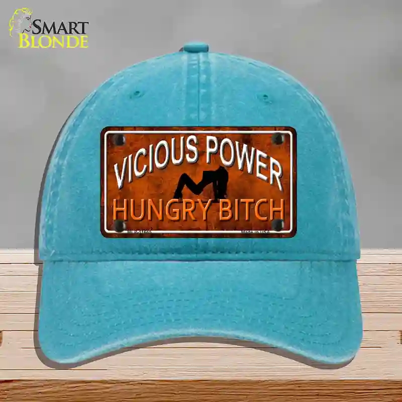 HAT10-MLP-11665 Vicious Power Novelty License Plate Hat, Unconstructed Cotton - Lake Blue