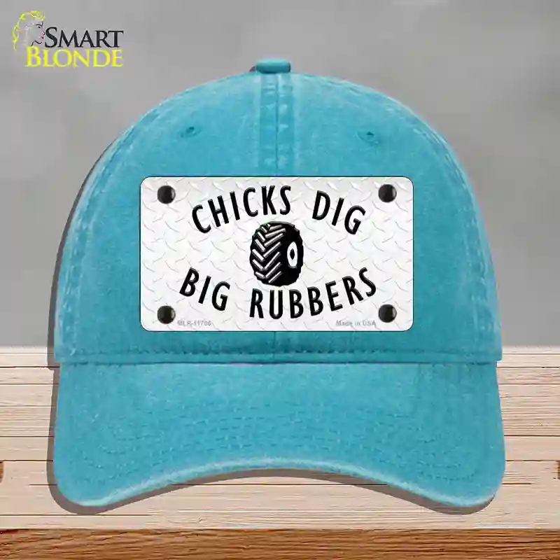 HAT10-MLP-11705 Chicks Dig Big Rubbers Novelty License Plate Hat, Unconstructed Cotton - Lake Blue
