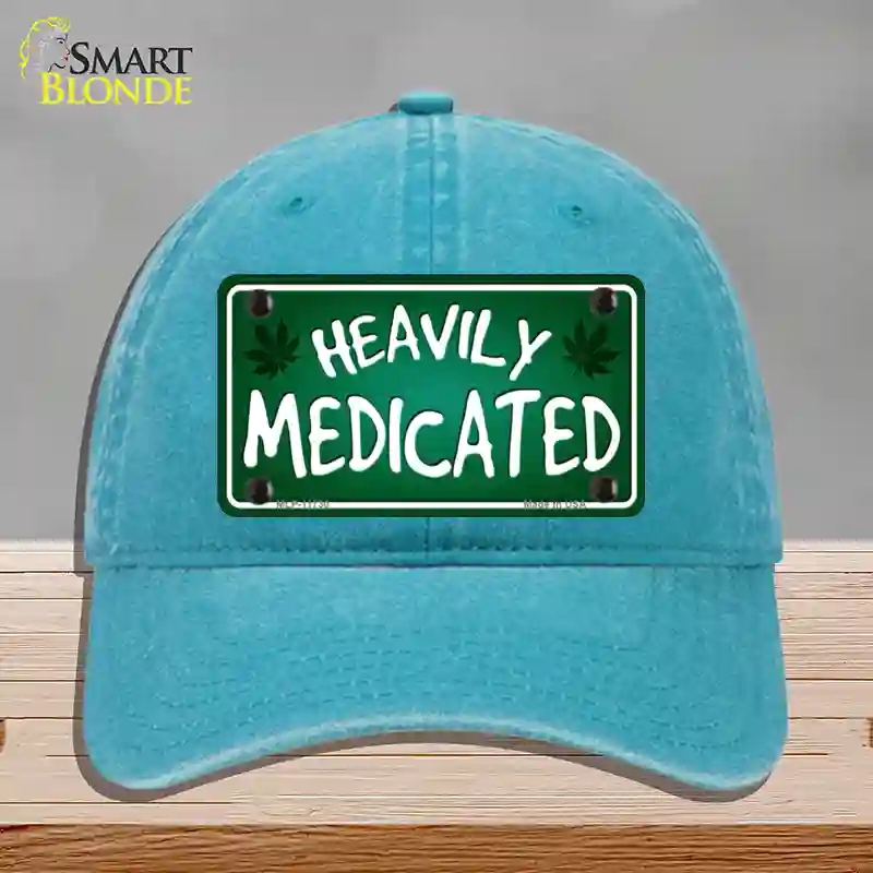 HAT10-MLP-11730 Heavily Medicated Novelty License Plate Hat, Unconstructed Cotton - Lake Blue