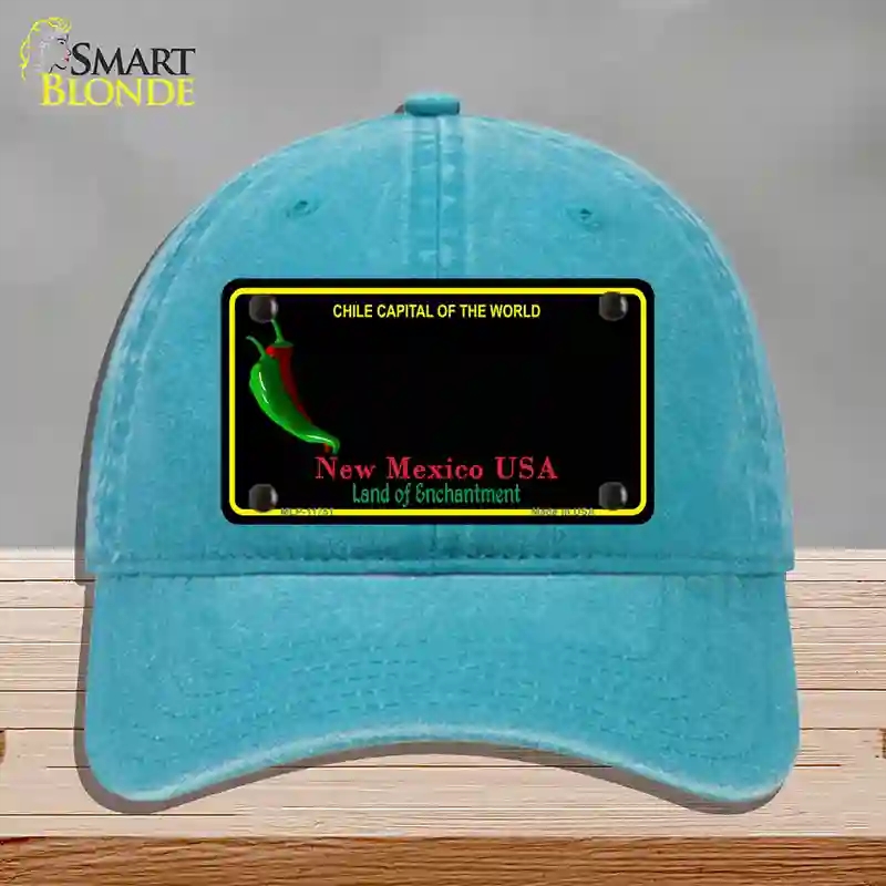 HAT10-MLP-11751   Mexico Blank Black State Novelty License Plate Hat, Unconstructed Cotton - Lake Blue