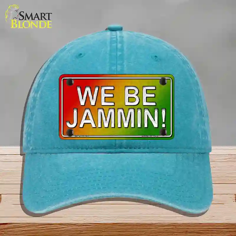 HAT10-MLP-11763 We Be Jamming Rasta Novelty License Plate Hat, Unconstructed Cotton - Lake Blue
