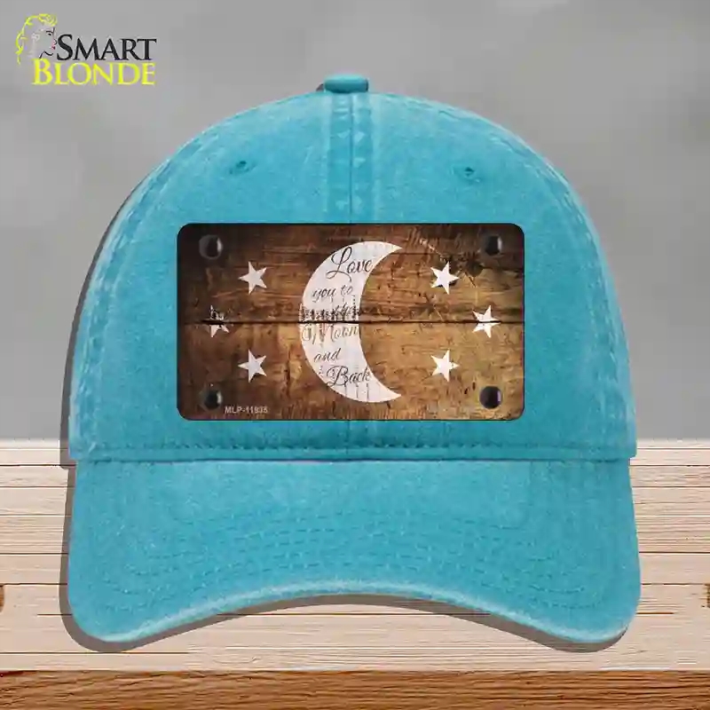 HAT10-MLP-11935 The Moon & Back Novelty License Plate Hat, Unconstructed Cotton - Lake Blue