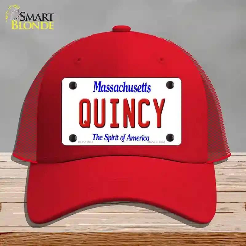 HAT17-MLP-10987 Quincy Massachusetts Novelty License Plate Hat, Mesh - Red
