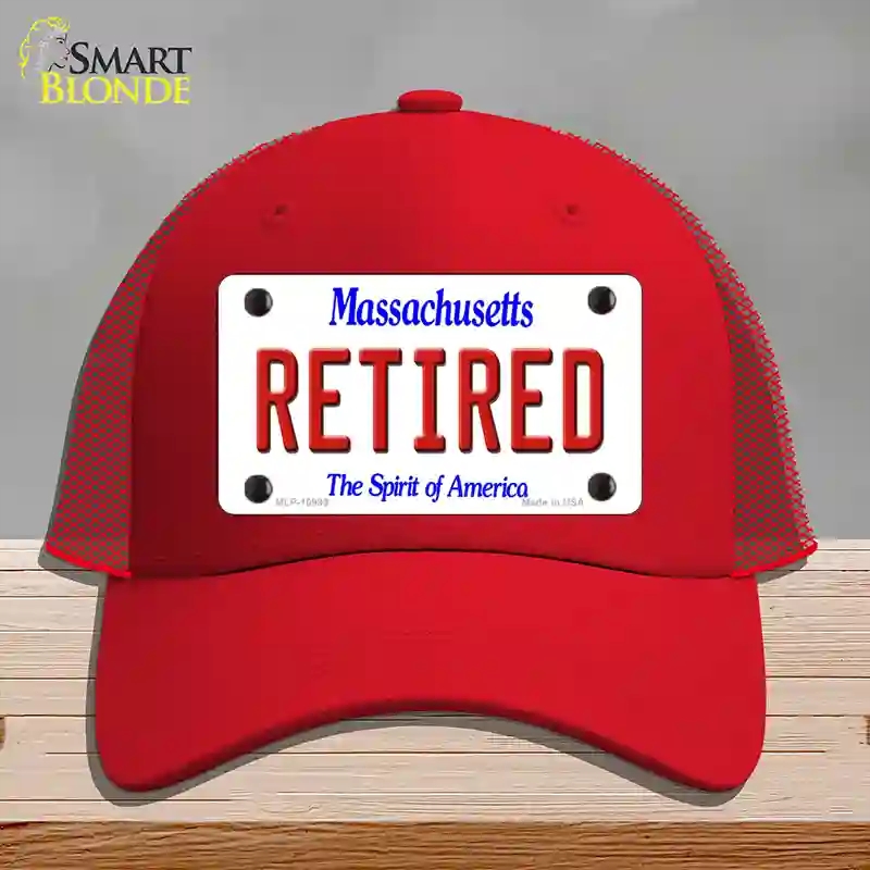HAT17-MLP-10999 Retired Massachusetts Novelty License Plate Hat, Mesh - Red