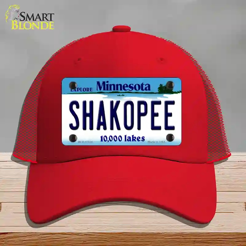 HAT17-MLP-11046 Shakopee Minnesota State Novelty License Plate Hat, Mesh - Red