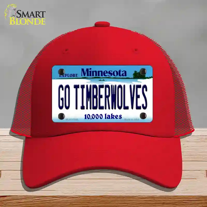 HAT17-MLP-11055 Go Timberwolves Minnesota State Novelty License Plate Hat, Mesh - Red