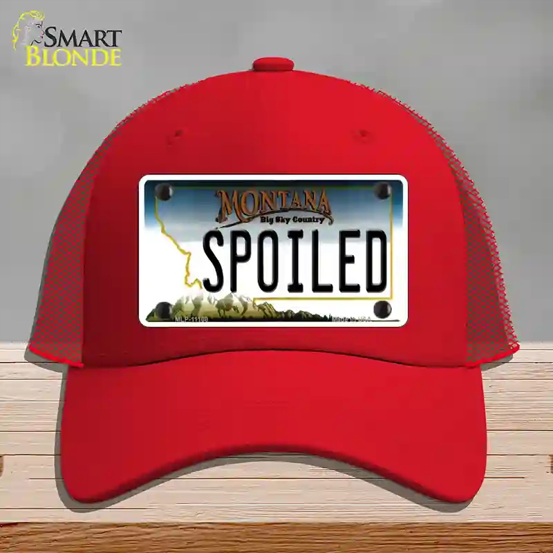 HAT17-MLP-11108 Spoiled Montana State Novelty License Plate Hat, Mesh - Red