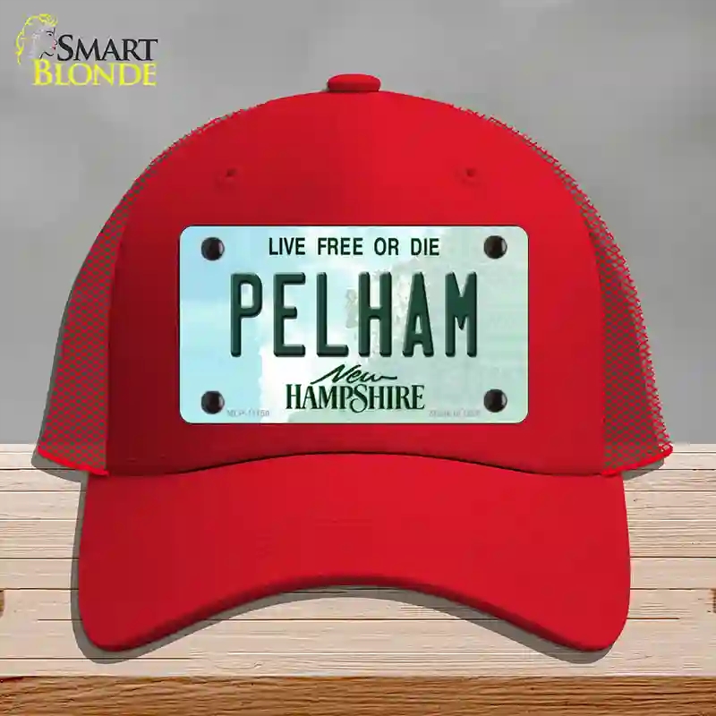 HAT17-MLP-11150 Pelham   Hampshire State Novelty License Plate Hat, Mesh - Red