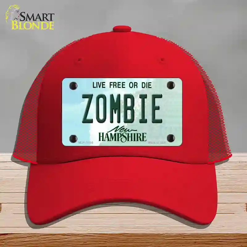 HAT17-MLP-11156 Zombie   Hampshire State Novelty License Plate Hat, Mesh - Red