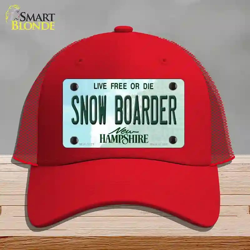 HAT17-MLP-11173 Snow Boarder   Hampshire State Novelty License Plate Hat, Mesh - Red