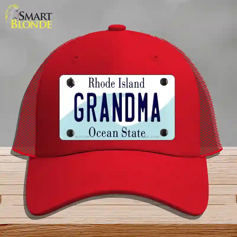 HAT17-MLP-11199 Grandma Rhode Island State Novelty License Plate Hat, Mesh - Red