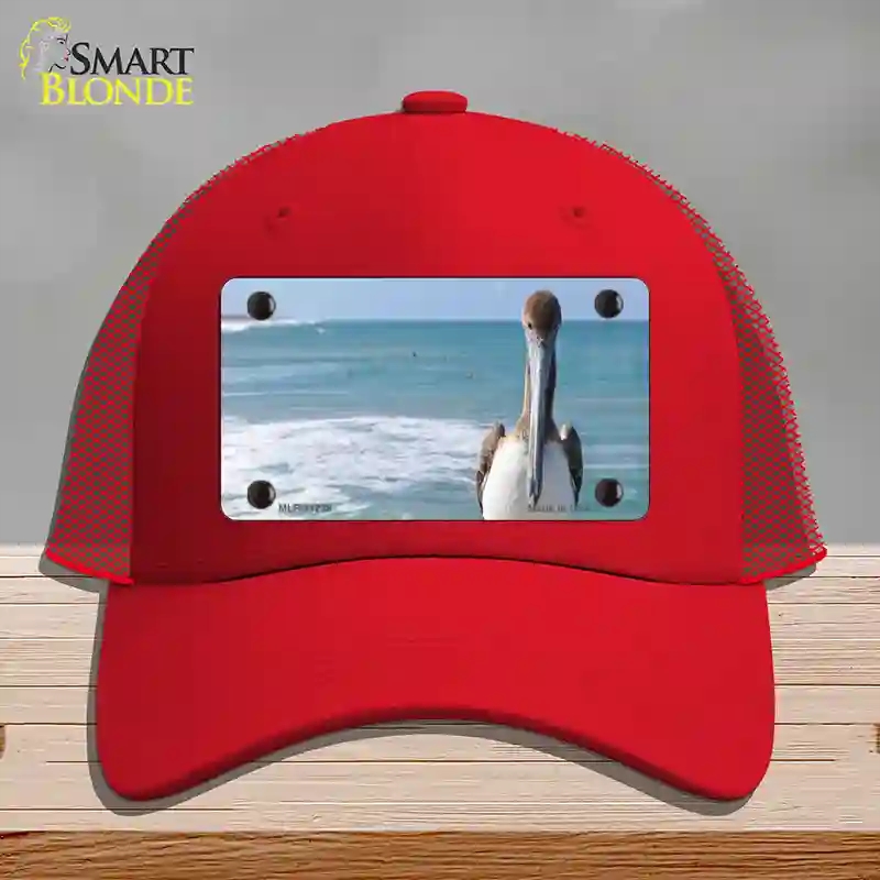 HAT17-MLP-11238 Pelican Ocean Novelty License Plate Hat, Mesh - Red