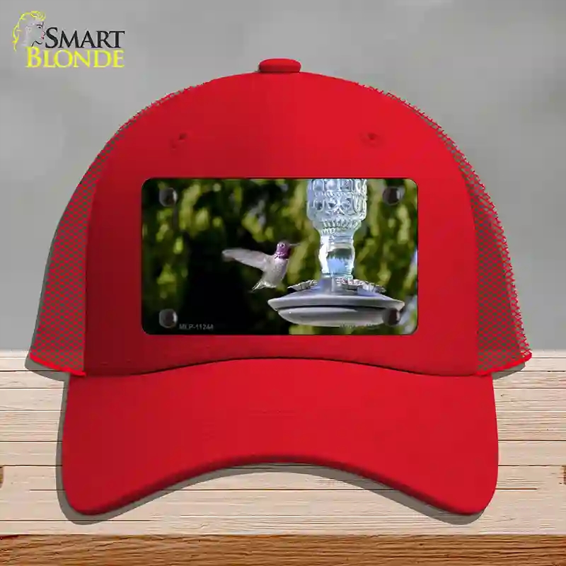 HAT17-MLP-11244 Hummingbird At Feeder Novelty License Plate Hat, Mesh - Red