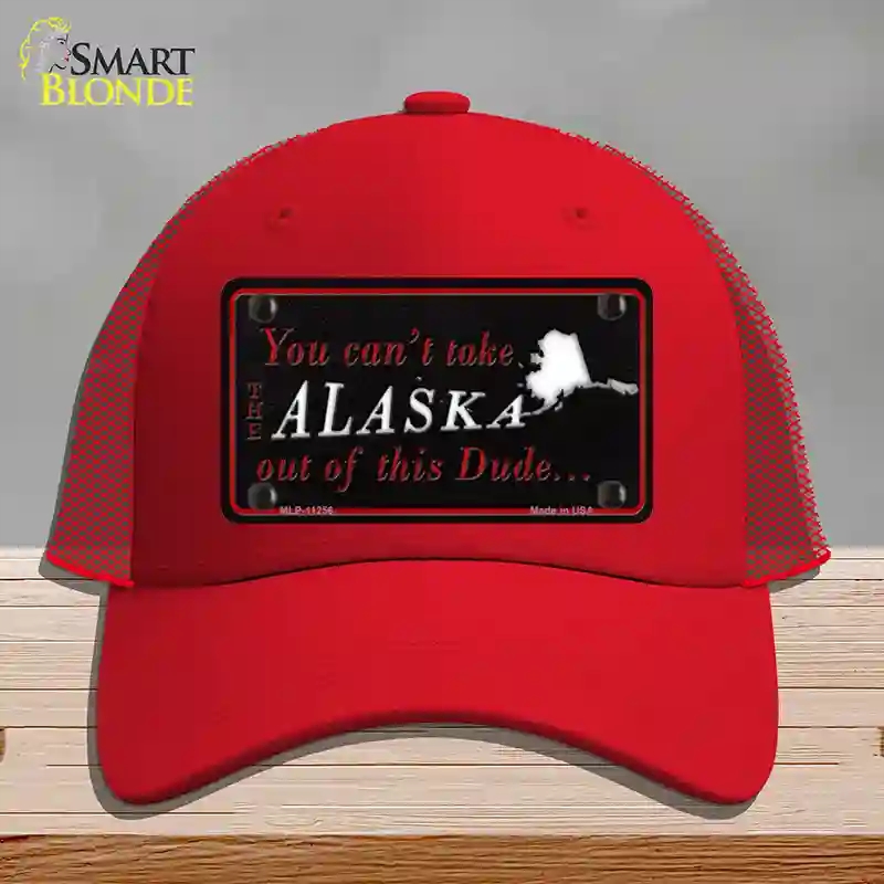 HAT17-MLP-11256 Alaska Dude Novelty License Plate Hat, Mesh - Red