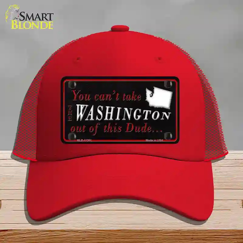 HAT17-MLP-11301 Washington Dude Novelty License Plate Hat, Mesh - Red