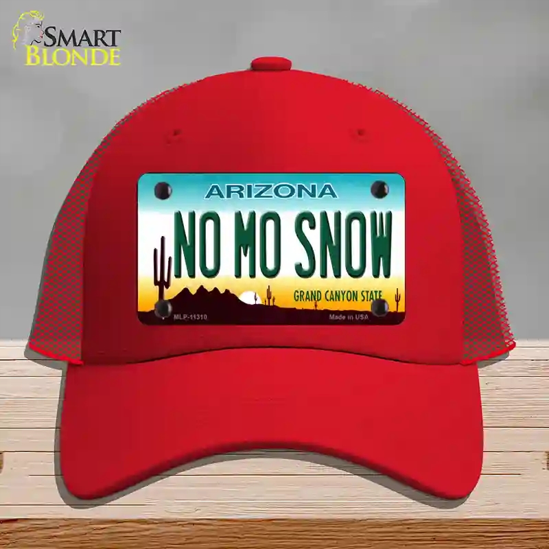 HAT17-MLP-11310 No Mo Snow Novelty License Plate Hat, Mesh - Red