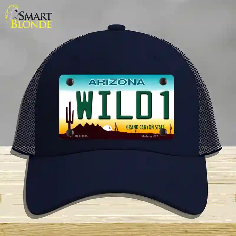 HAT16-MLP-1085 Wild 1 Arizona Novelty License Plate Hat, Mesh - Navy