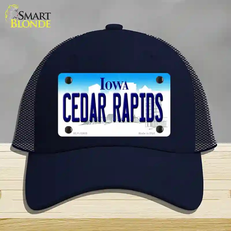 HAT16-MLP-10939 Cedar Rapids Iowa Novelty License Plate Hat, Mesh - Navy