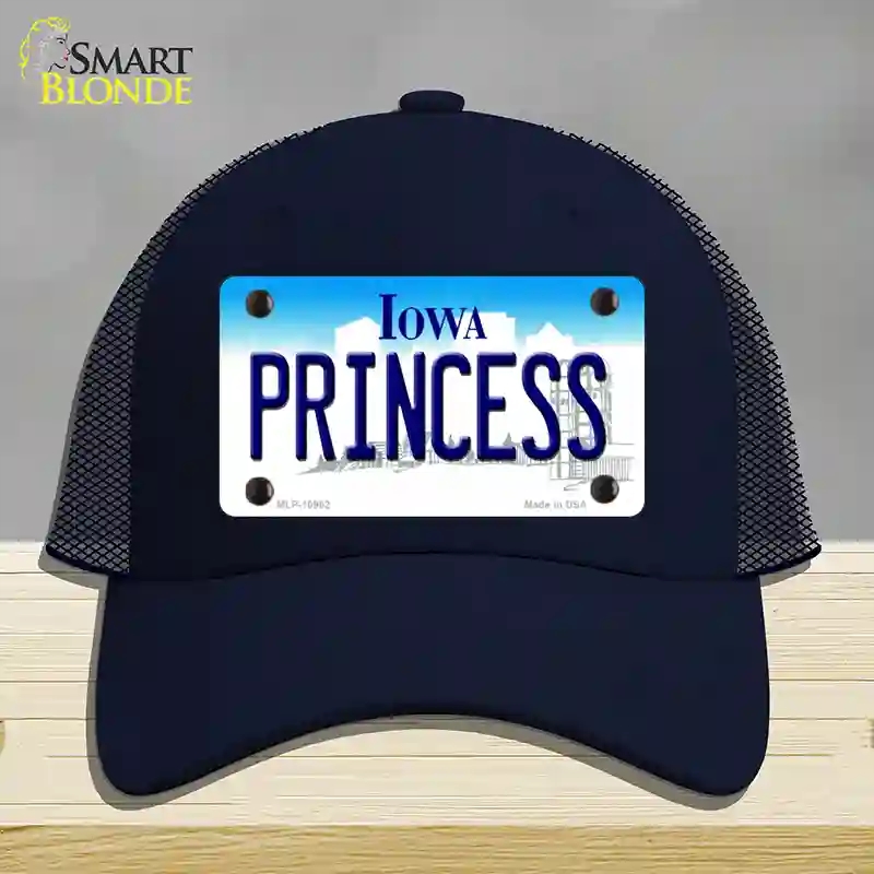 HAT16-MLP-10962 Princess Iowa Novelty License Plate Hat, Mesh - Navy
