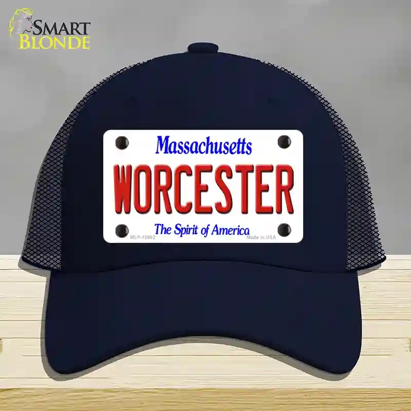 HAT16-MLP-10982 Worcester Massachusetts Novelty License Plate Hat, Mesh - Navy