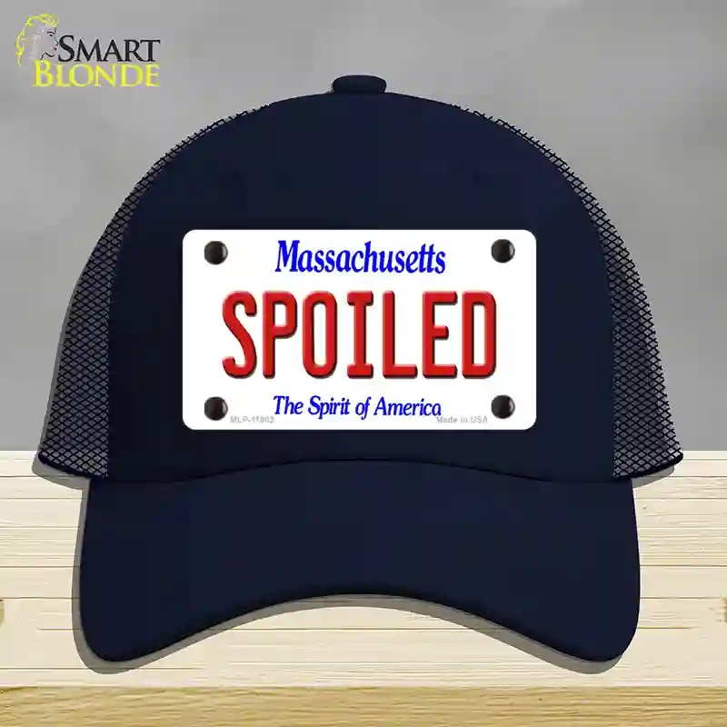 HAT16-MLP-11002 Spoiled Massachusetts Novelty License Plate Hat, Mesh - Navy