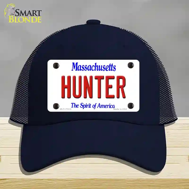 HAT16-MLP-11013 Hunter Massachusetts Novelty License Plate Hat, Mesh - Navy