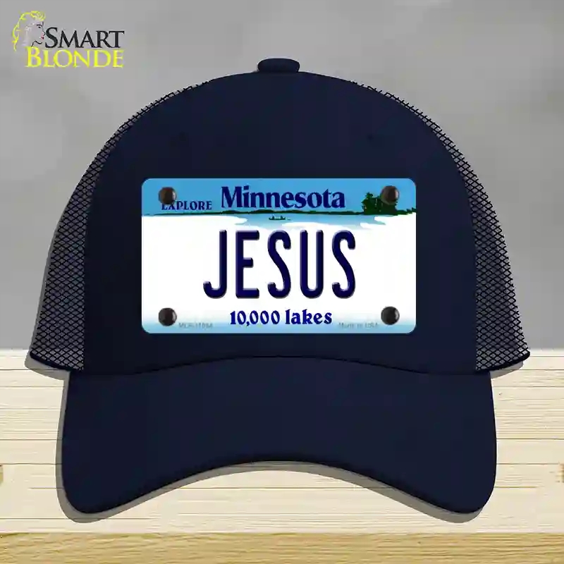 HAT16-MLP-11064 Jesus Minnesota State Novelty License Plate Hat, Mesh - Navy