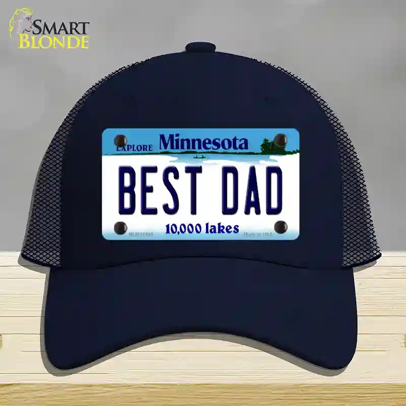 HAT16-MLP-11080 Best Dad Minnesota State Novelty License Plate Hat, Mesh - Navy
