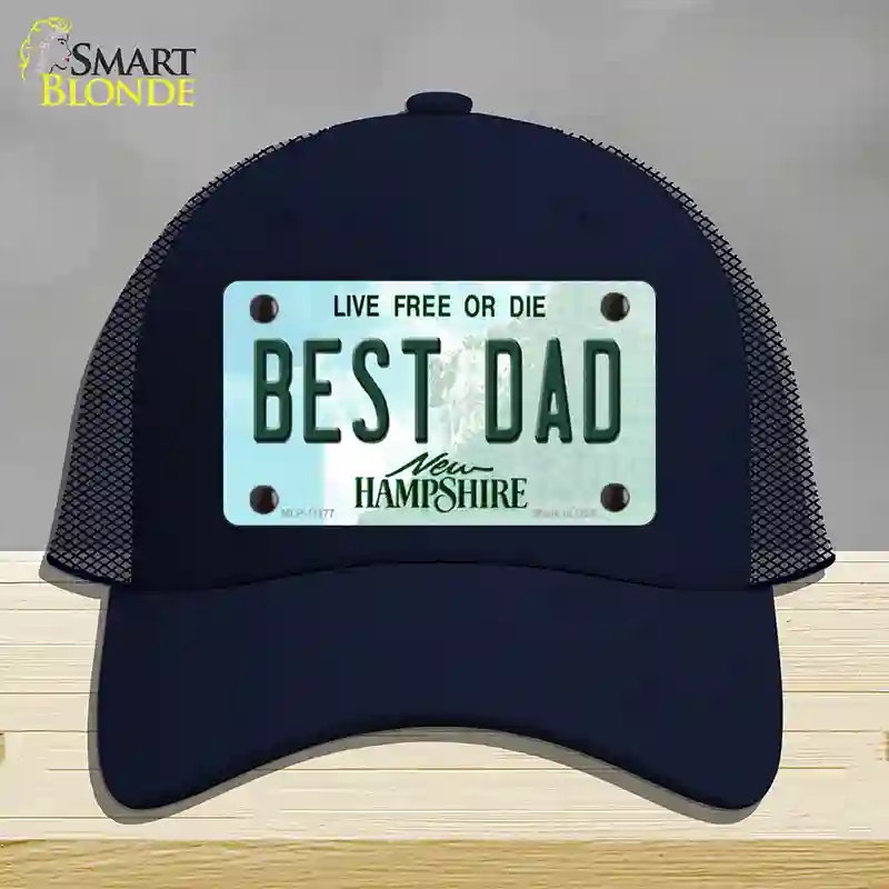 HAT16-MLP-11177 Best Dad   Hampshire State Novelty License Plate Hat, Mesh - Navy