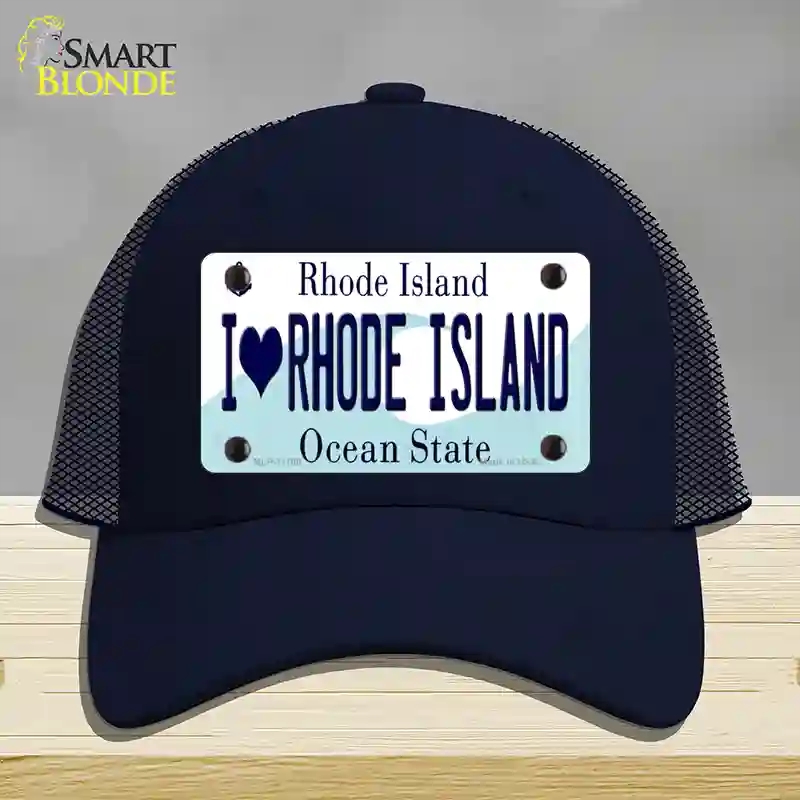 HAT16-MLP-11180 I Love Rhode Island State Novelty License Plate Hat, Mesh - Navy