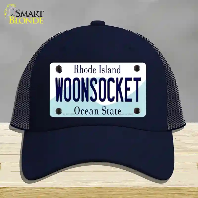 HAT16-MLP-11186 Woonsocket Rhode Island State Novelty License Plate Hat, Mesh - Navy