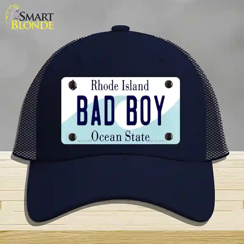 HAT16-MLP-11219 Bad Boy Rhode Island State Novelty License Plate Hat, Mesh - Navy