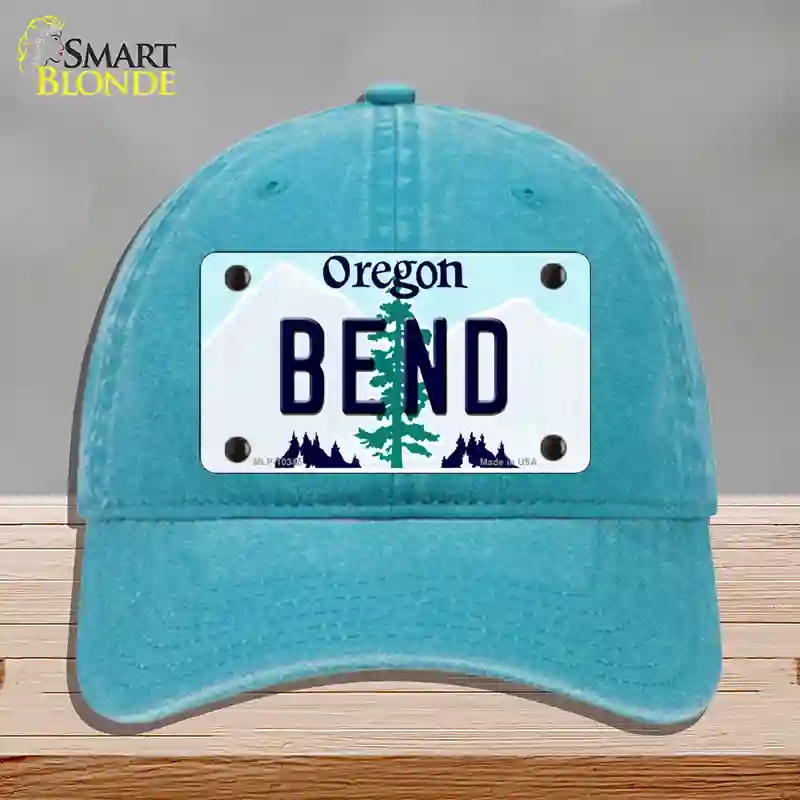 HAT10-MLP-10345 Bend Oregon Novelty License Plate Hat, Unconstructed Cotton - Lake Blue