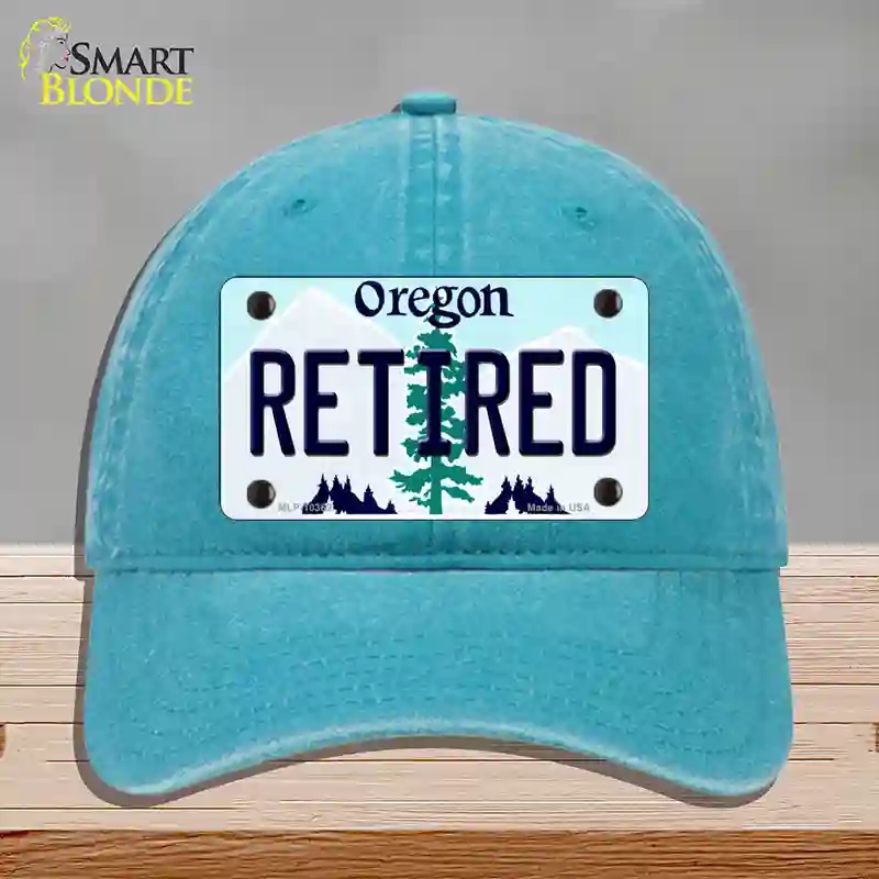 HAT10-MLP-10362 Retired Oregon Novelty License Plate Hat, Unconstructed Cotton - Lake Blue
