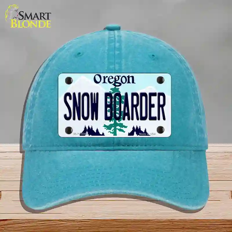 HAT10-MLP-10365 Snow Boarder Oregon Novelty License Plate Hat, Unconstructed Cotton - Lake Blue