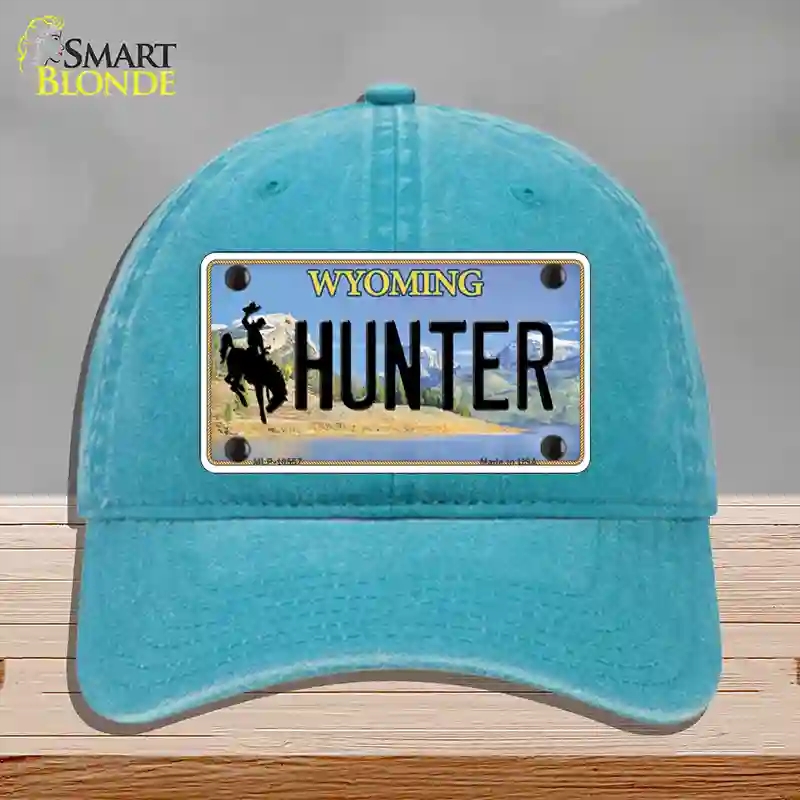 HAT10-MLP-10557 Hunter Wyoming Novelty License Plate Hat, Unconstructed Cotton - Lake Blue