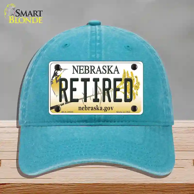 HAT10-MLP-10588 Retired Nebraska Novelty License Plate Hat, Unconstructed Cotton - Lake Blue
