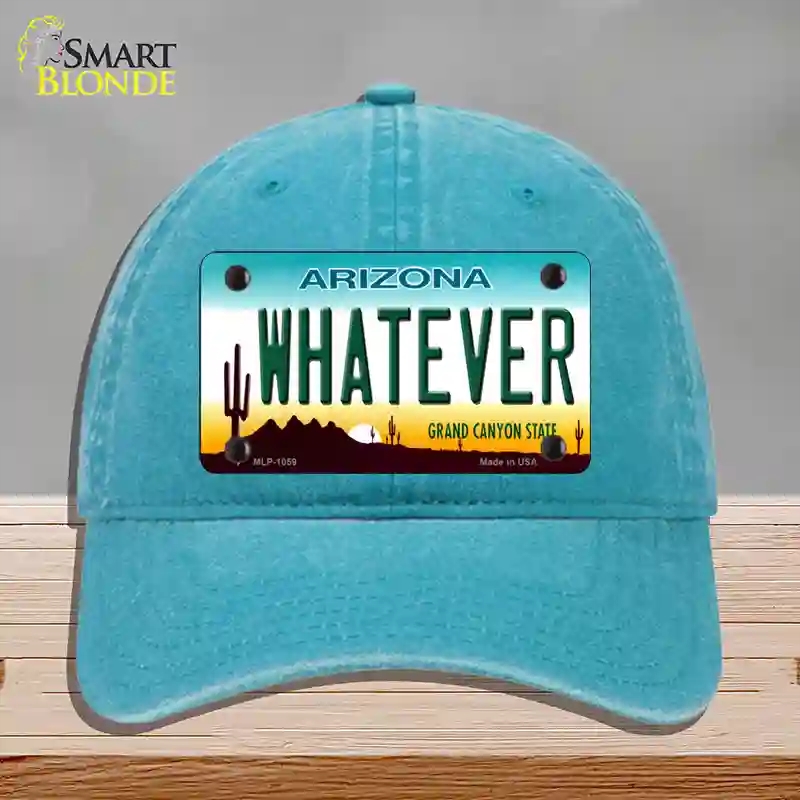 HAT10-MLP-1059 Whatever Arizona Novelty License Plate Hat, Unconstructed Cotton - Lake Blue
