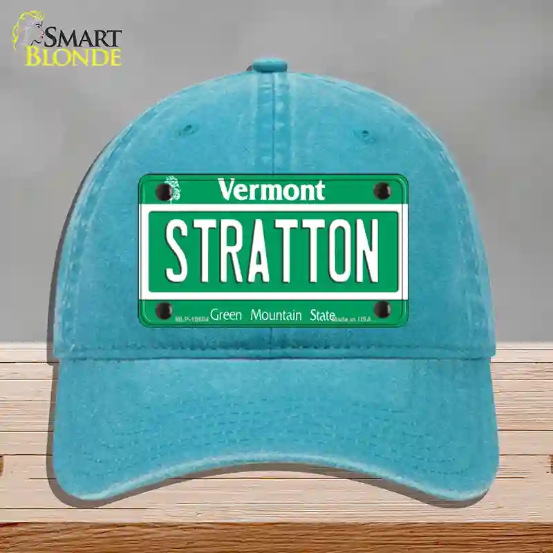 HAT10-MLP-10664 Stratton Vermont Novelty License Plate Hat, Unconstructed Cotton - Lake Blue