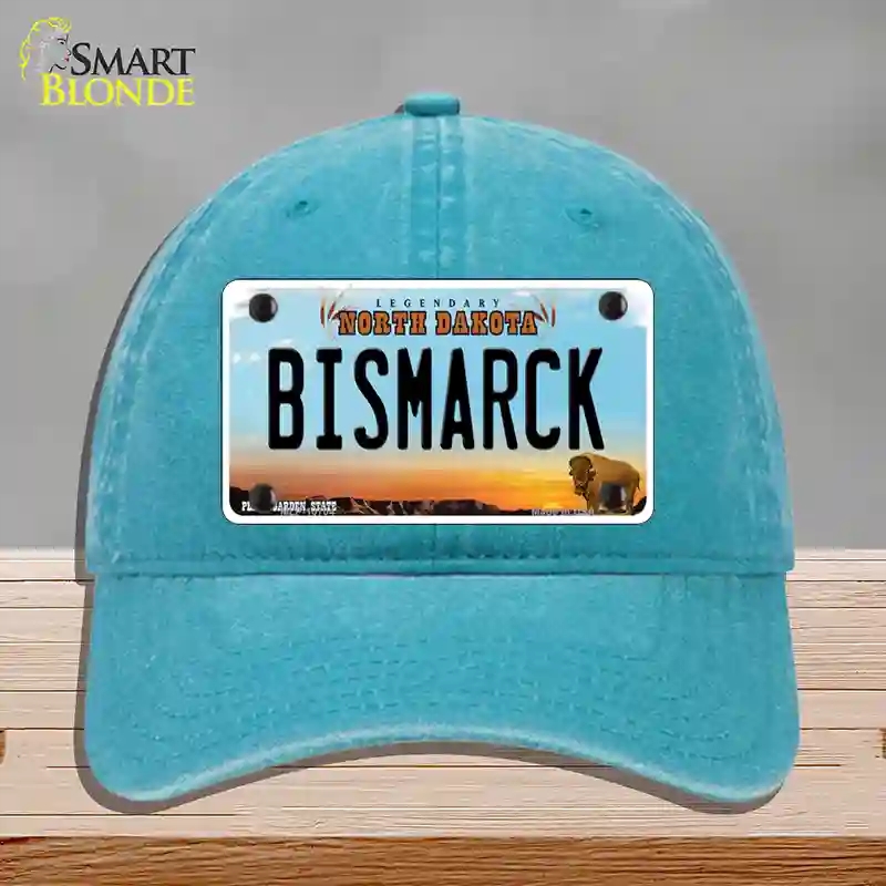 HAT10-MLP-10704 Bismarck North Dakota Novelty License Plate Hat, Unconstructed Cotton - Lake Blue