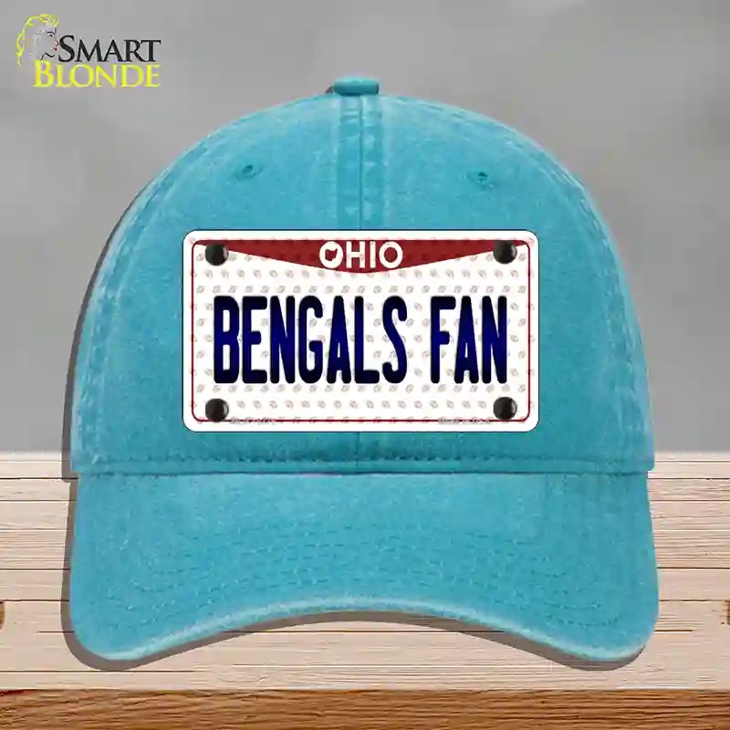 HAT10-MLP-10775 Bengals Fan Ohio Novelty License Plate Hat, Unconstructed Cotton - Lake Blue